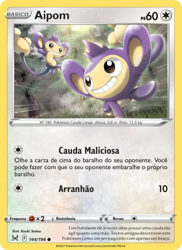 Aipom — Origem Perdida 144 Portuguese Pokémon card