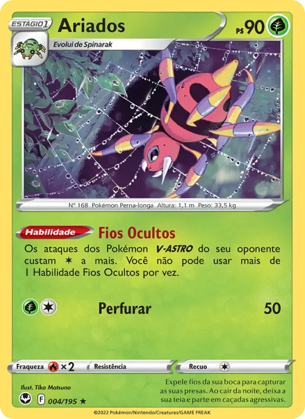 Ariados — Tempestade Prateada 4 Portuguese Pokémon card