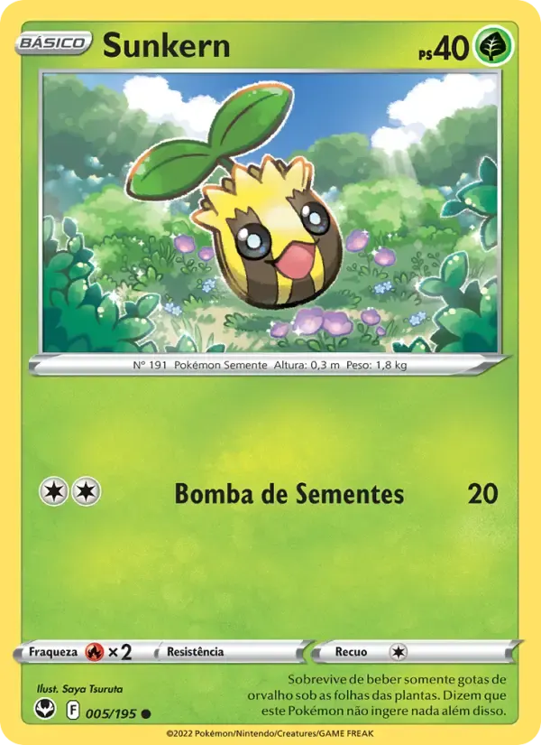 Sunkern — Tempestade Prateada 5 Portuguese Pokémon card