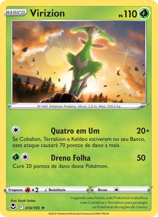 Virizion — Tempestade Prateada 14 Portuguese Pokémon card