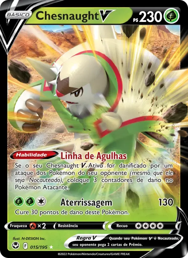 Chesnaught V — Tempestade Prateada 15 Portuguese Pokémon card