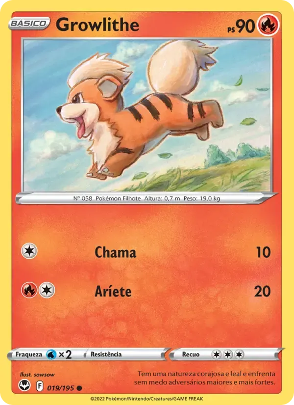 Growlithe — Tempestade Prateada 19 Portuguese Pokémon card