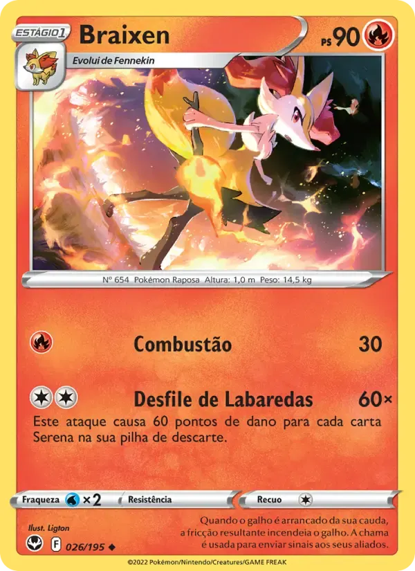 Braixen — Tempestade Prateada 26 Portuguese Pokémon card