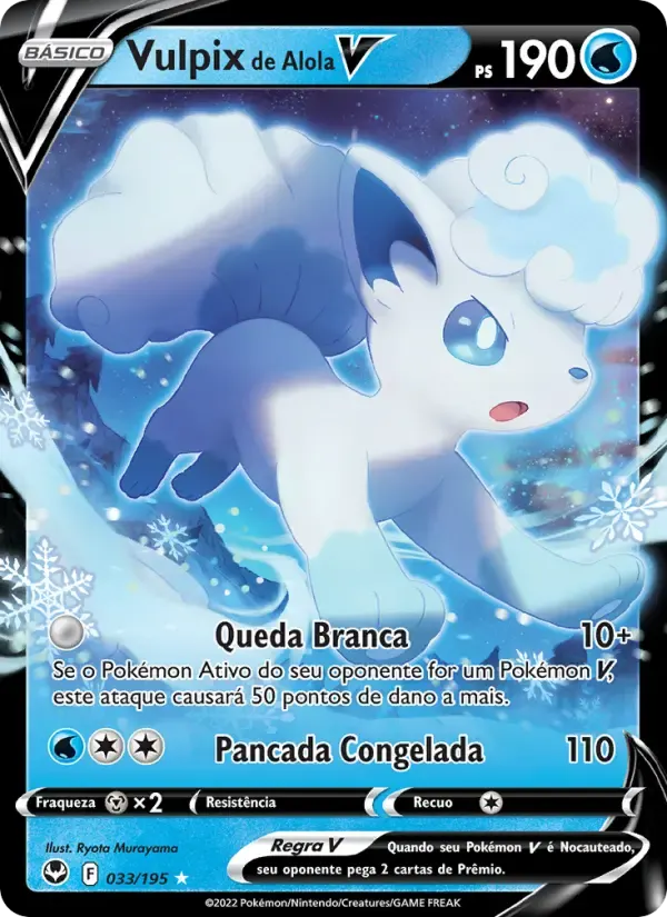 Vulpix de Alola V — Tempestade Prateada 33 Portuguese Pokémon card