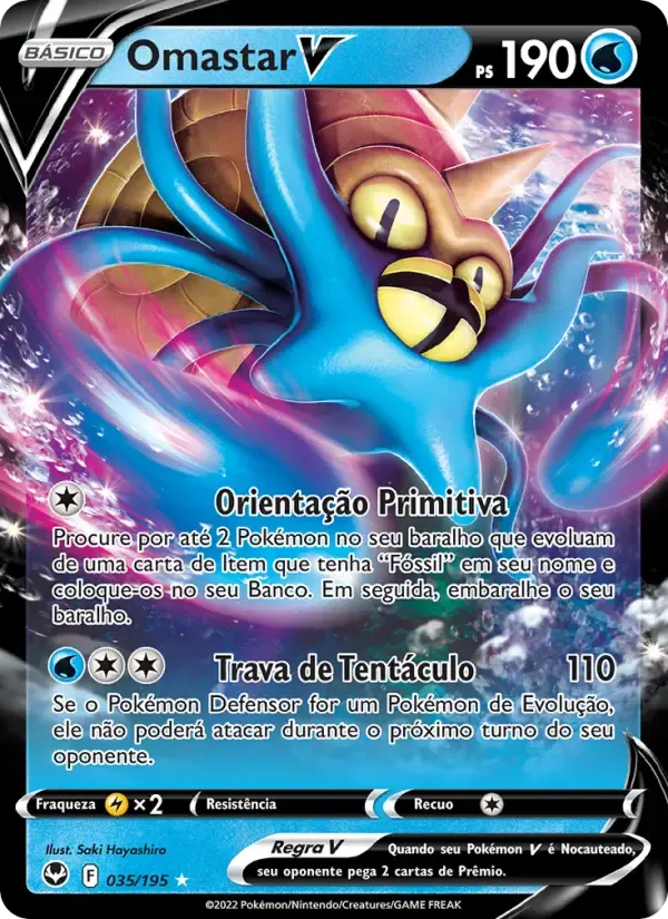 Omastar V — Tempestade Prateada 35 Portuguese Pokémon card