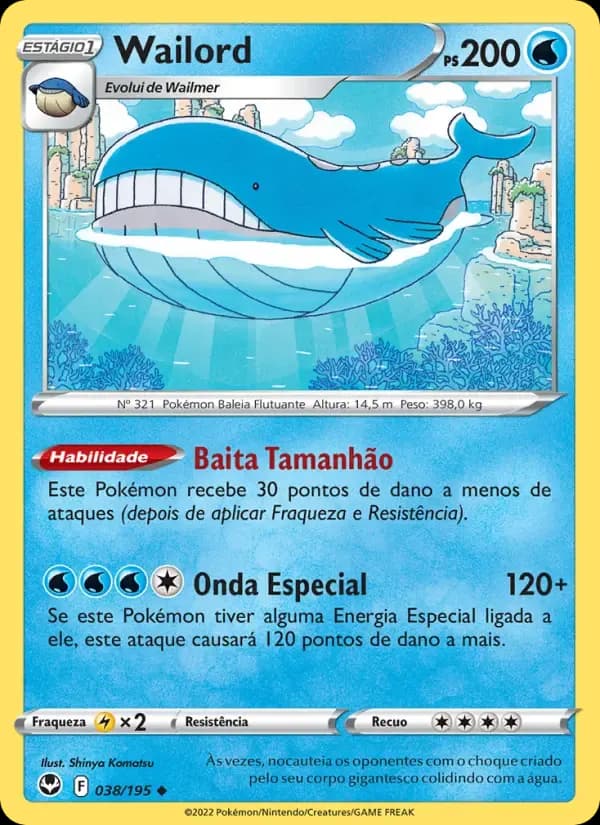 Wailord — Tempestade Prateada 38 Portuguese Pokémon card