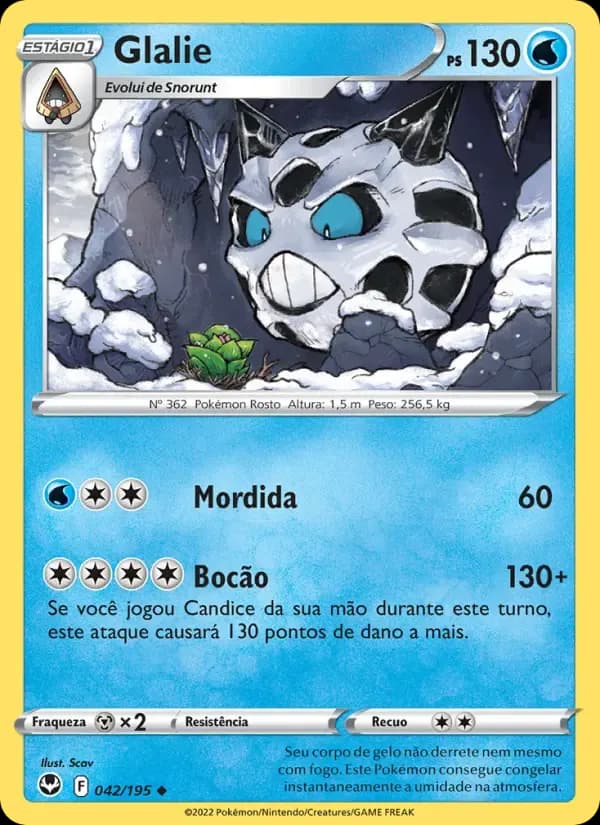 Glalie — Tempestade Prateada 42 Portuguese Pokémon card