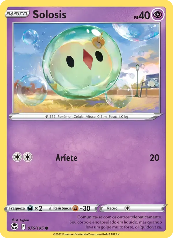 Solosis — Tempestade Prateada 76 Portuguese Pokémon card