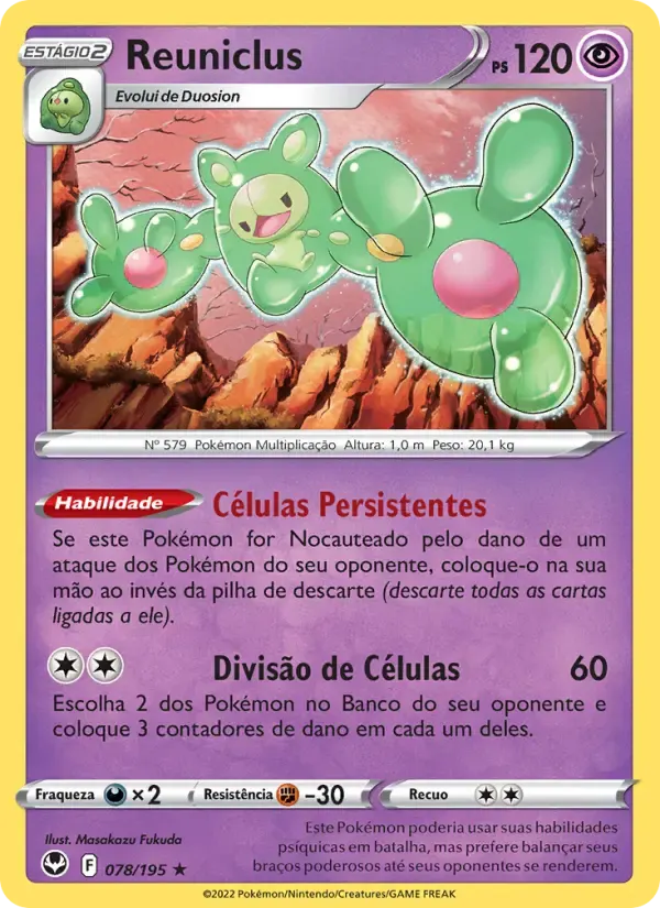 Reuniclus — Tempestade Prateada 78 Portuguese Pokémon card