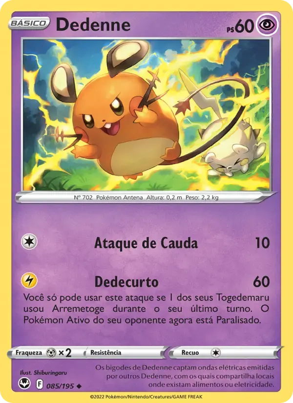 Dedenne — Tempestade Prateada 85 Portuguese Pokémon card