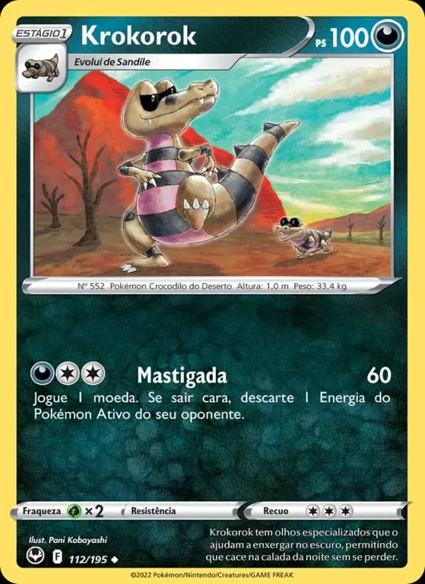Krokorok — Tempestade Prateada 112 Portuguese Pokémon card
