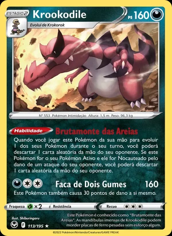 Krookodile — Tempestade Prateada 113 Portuguese Pokémon card