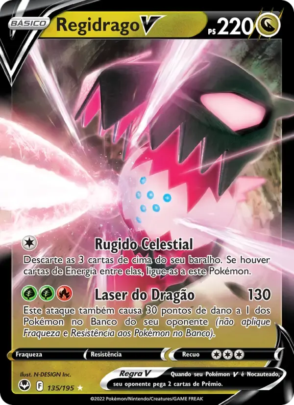 Regidrago V — Tempestade Prateada 135 Portuguese Pokémon card
