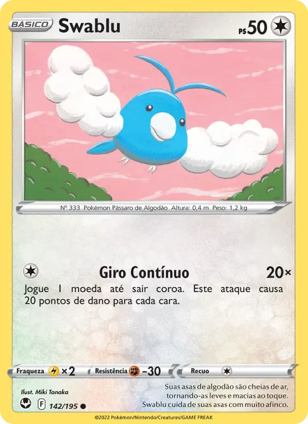 Swablu — Tempestade Prateada 142 Portuguese Pokémon card