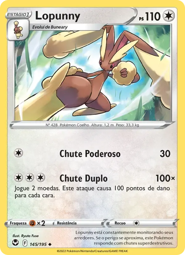Lopunny — Tempestade Prateada 145 Portuguese Pokémon card