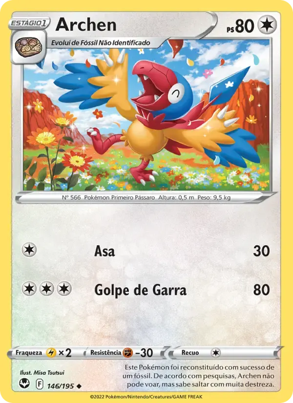 Archen — Tempestade Prateada 146 Portuguese Pokémon card