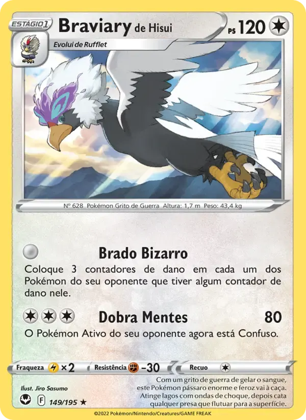 Braviary de Hisui — Tempestade Prateada 149 Portuguese Pokémon card