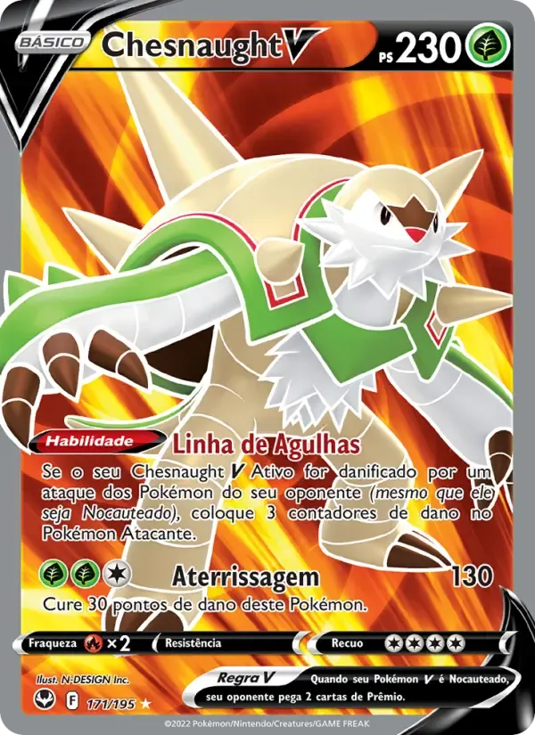 Chesnaught V — Tempestade Prateada 171 Portuguese Pokémon card