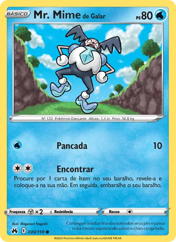 Mr. Mime de Galar — Realeza Absoluta 30 Portuguese Pokémon card