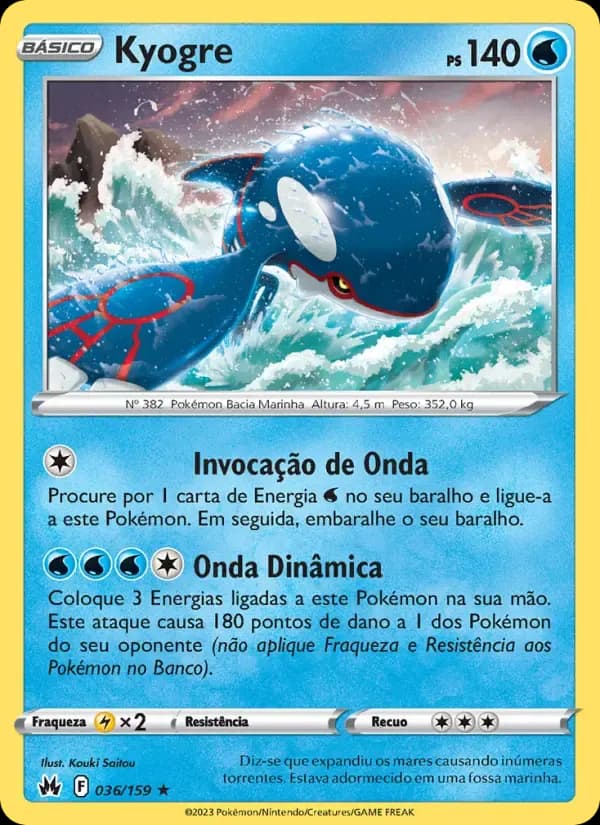 Kyogre — Realeza Absoluta 36 Portuguese Pokémon card