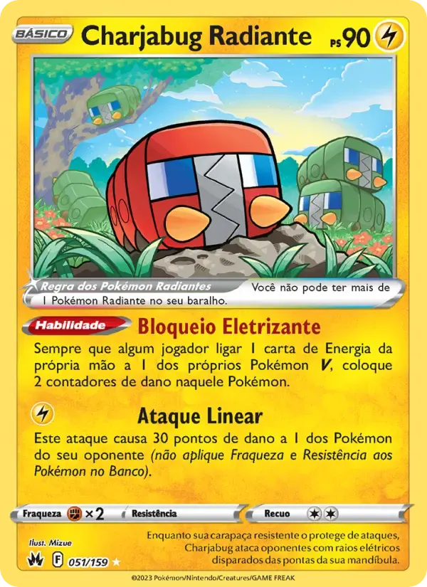 Charjabug Radiante — Realeza Absoluta 51 Portuguese Pokémon card