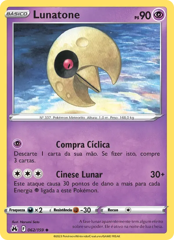 Lunatone — Realeza Absoluta 62 Portuguese Pokémon card