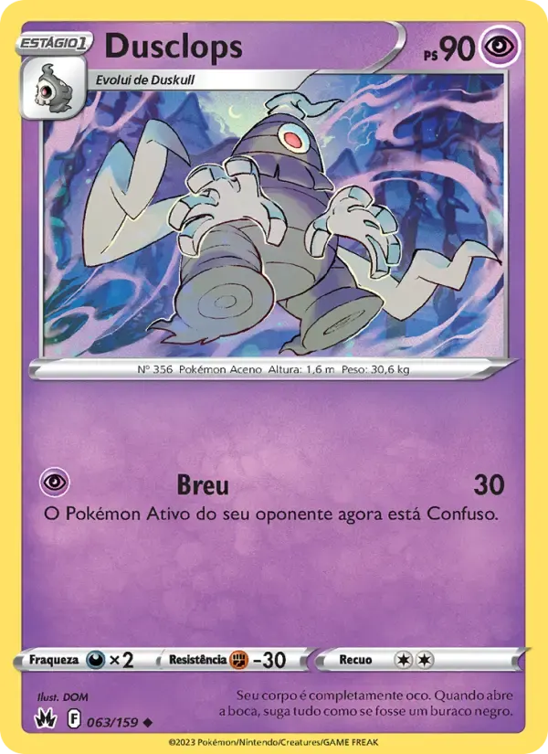 Dusclops — Realeza Absoluta 63 Portuguese Pokémon card