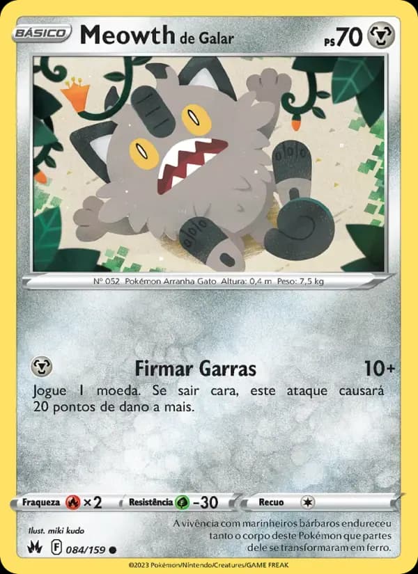 Meowth de Galar — Realeza Absoluta 84 Portuguese Pokémon card