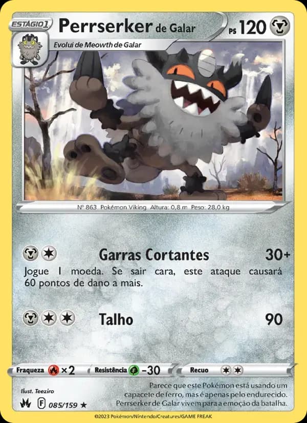 Perrserker de Galar — Realeza Absoluta 85 Portuguese Pokémon card