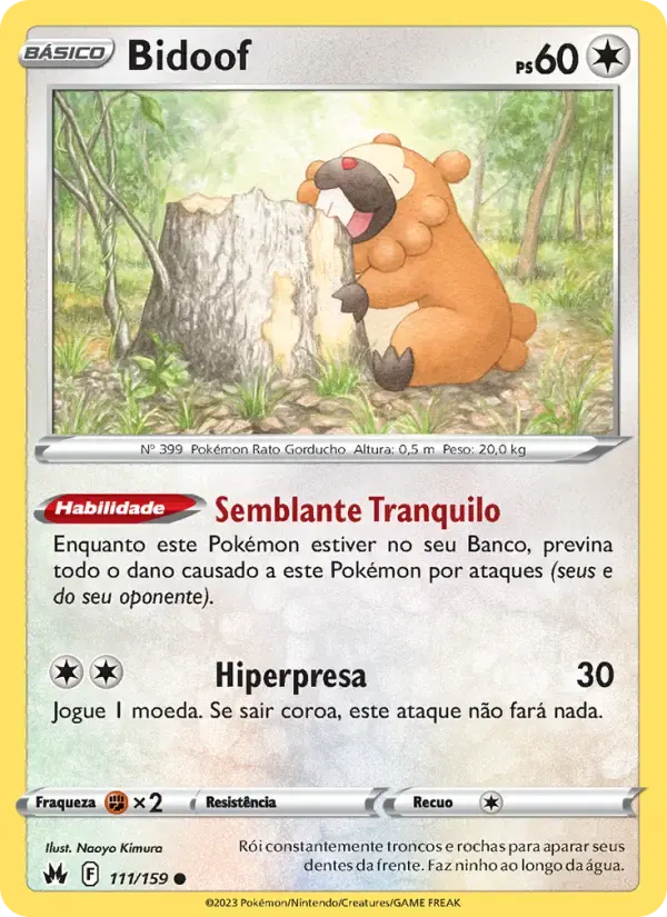 Bidoof — Realeza Absoluta 111 Portuguese Pokémon card