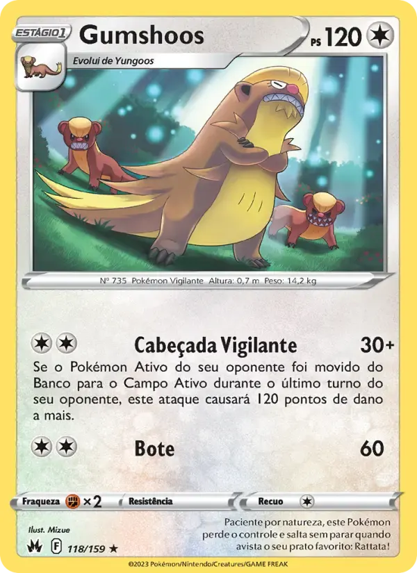 Gumshoos — Realeza Absoluta 118 Portuguese Pokémon card