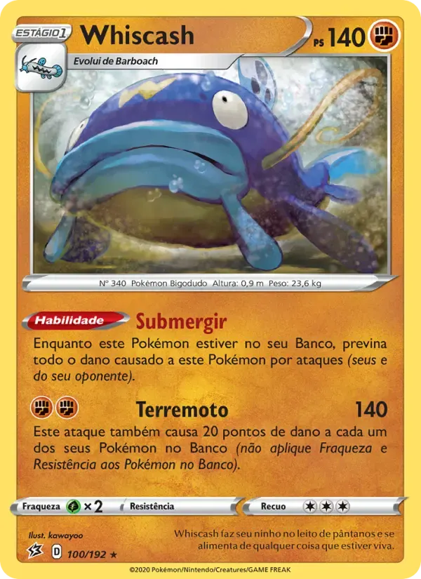 Whiscash — Rixa Rebelde 100 Portuguese Pokémon card