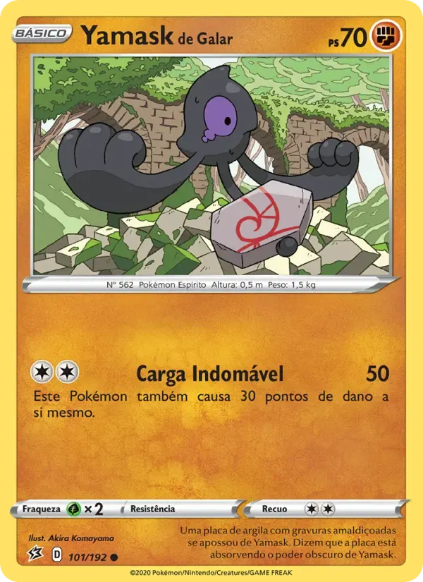 Yamask de Galar — Rixa Rebelde 101 Portuguese Pokémon card