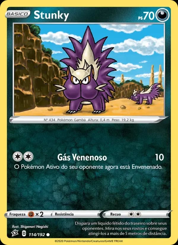 Stunky — Rixa Rebelde 114 Portuguese Pokémon card