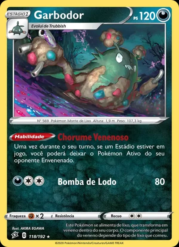 Garbodor — Rixa Rebelde 118 Portuguese Pokémon card