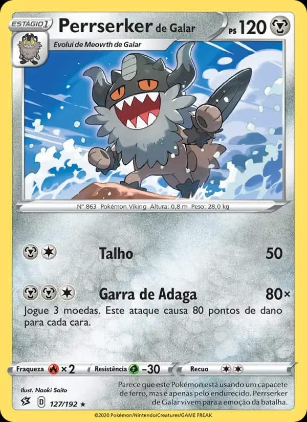 Perrserker de Galar — Rixa Rebelde 127 Portuguese Pokémon card