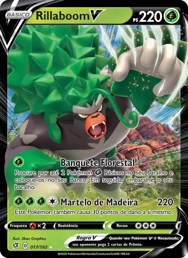 Rillaboom V — Rixa Rebelde 17 Portuguese Pokémon card