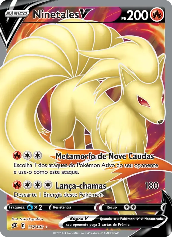 Ninetales V — Rixa Rebelde 177 Portuguese Pokémon card
