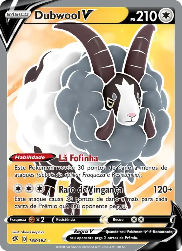 Dubwool V — Rixa Rebelde 188 Portuguese Pokémon card