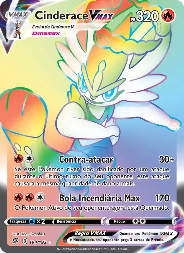 Cinderace VMAX — Rixa Rebelde 194 Portuguese Pokémon card
