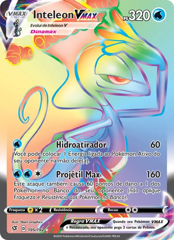 Inteleon VMAX — Rixa Rebelde 195 Portuguese Pokémon card