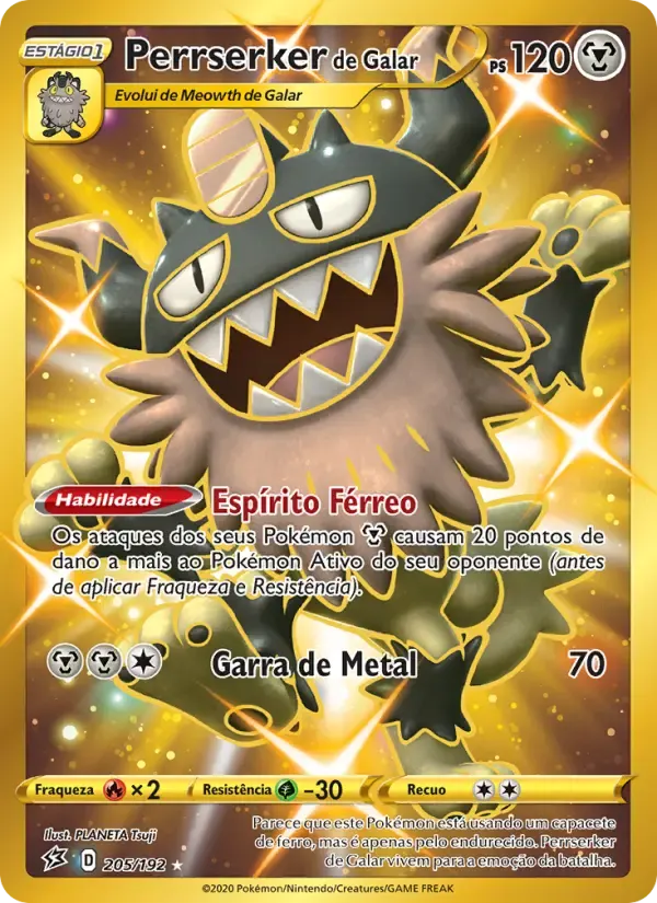 Perrserker de Galar — Rixa Rebelde 205 Portuguese Pokémon card