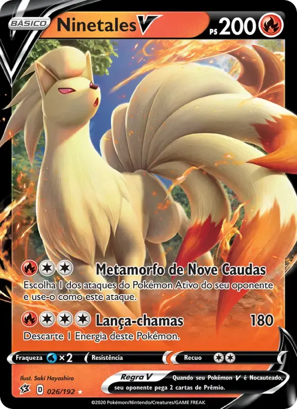 Ninetales V — Rixa Rebelde 26 Portuguese Pokémon card