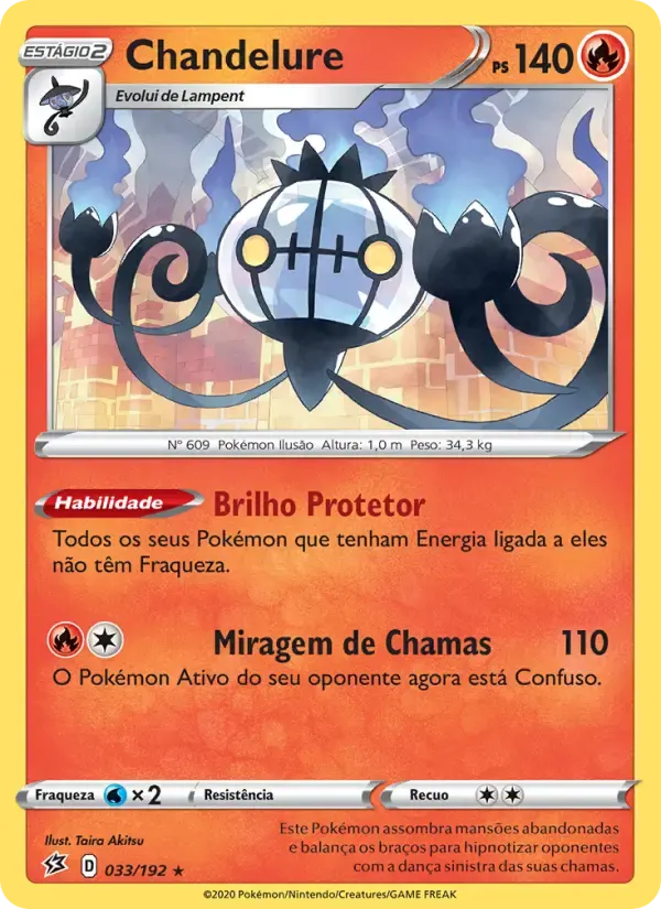 Chandelure — Rixa Rebelde 33 Portuguese Pokémon card