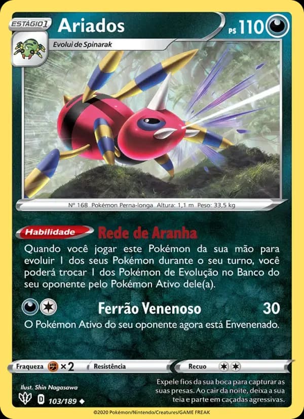Ariados — Escuridão Incandescente 103 Portuguese Pokémon card