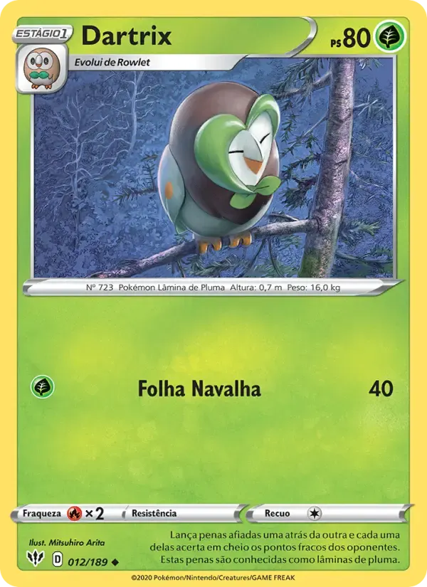 Dartrix — Escuridão Incandescente 12 Portuguese Pokémon card