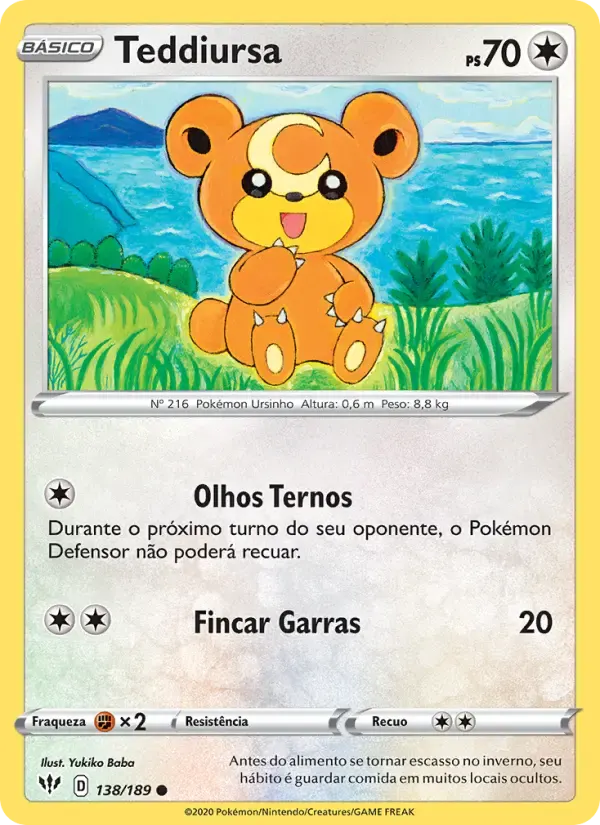 Teddiursa — Escuridão Incandescente 138 Portuguese Pokémon card