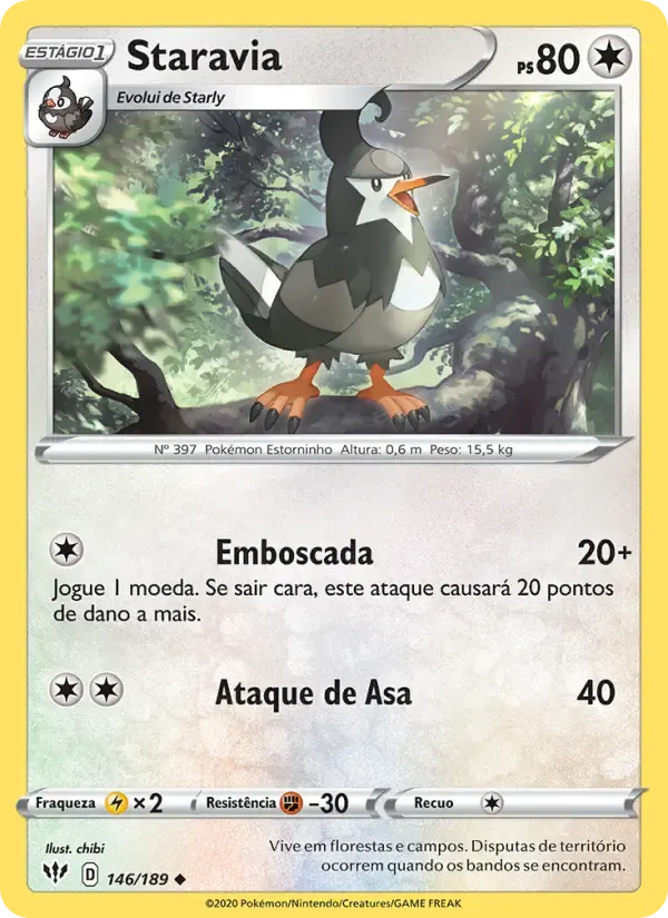 Staravia — Escuridão Incandescente 146 Portuguese Pokémon card
