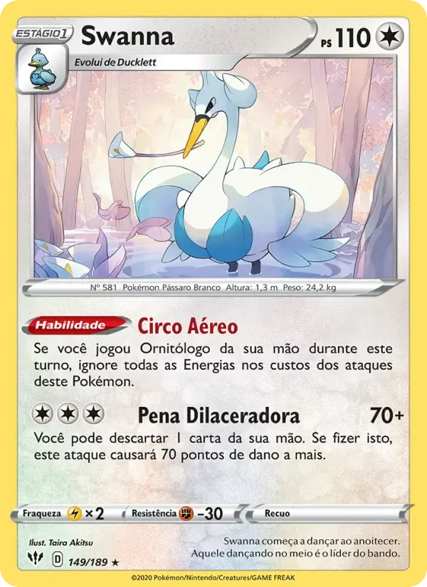 Swanna — Escuridão Incandescente 149 Portuguese Pokémon card