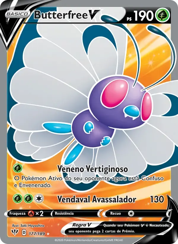 Butterfree V — Escuridão Incandescente 177 Portuguese Pokémon card